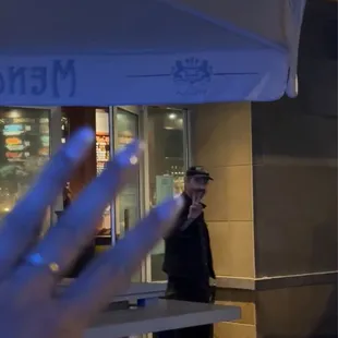 a man walking down the street