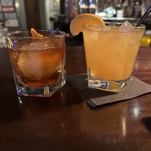 two cocktails on the bar