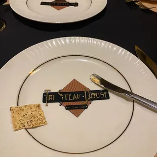 a plate with crackers on it