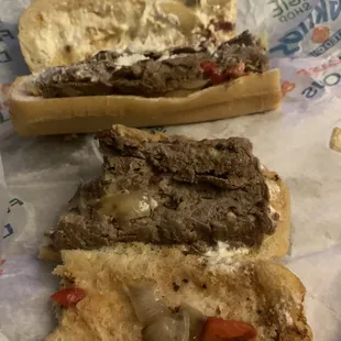 This is the steak sub barely any onions or peppers and absolutely no flavor. I tried to force myself to eat it but I couldn&apos;t.