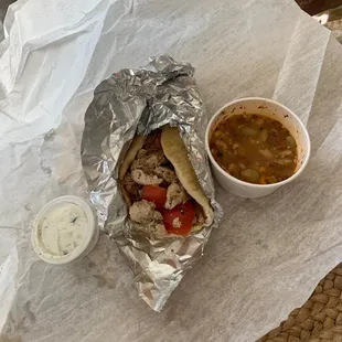 Chicken Pita with mixed beans side