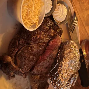 The ribeye cooked perfectly at medium rare