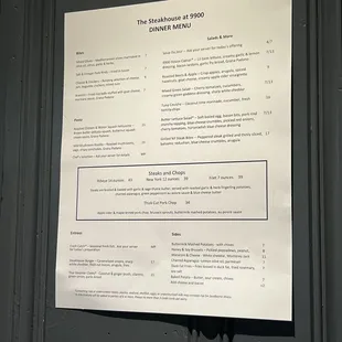 the menu