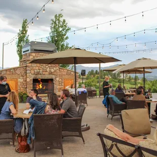 people eating outside