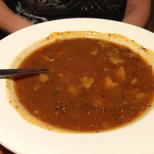 Barbecue lamb soup. Excellent! A light meal in itself.