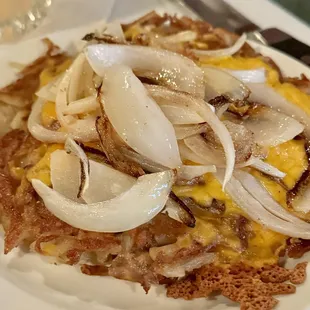 Hash Browns with cheese and onions