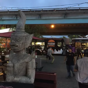 The Steamin burger from the entrance of the food cart pod