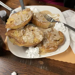 Cinnamon Roll French Toast.  A sweet treat breakfast for sure. Very tasty.
