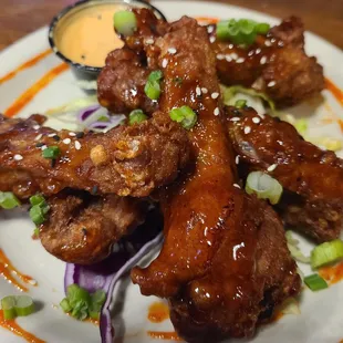 Sriracha bourbon duck wings