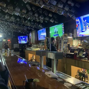 the bar and televisions
