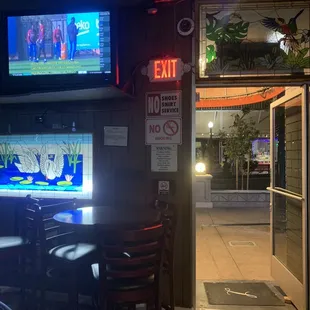 the exit to the restaurant