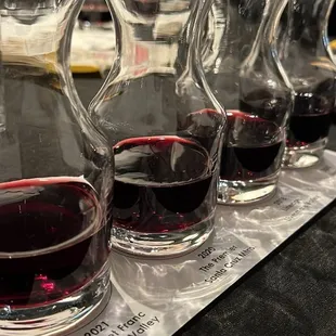 a row of glasses of wine