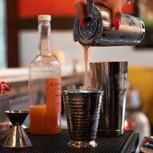 Cocktail pouring with our bartender Stephanie!