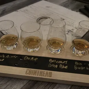 Bourbon flight. They have over 100 whiskeys.