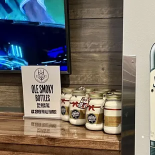 a display of old smoky bottles