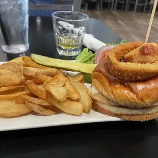 Grilled Chicken Sandwich and fries.