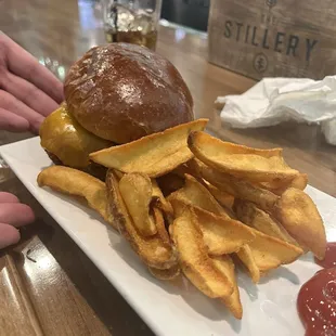 Cheeseburger and fries