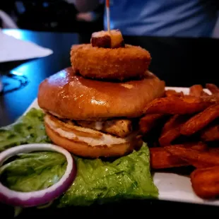 Stillery Chicken sandwich with sweet potato fries