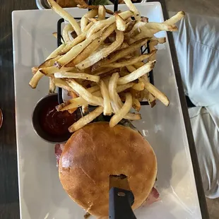 Burger with French fries