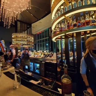 Liquor towers at the bar