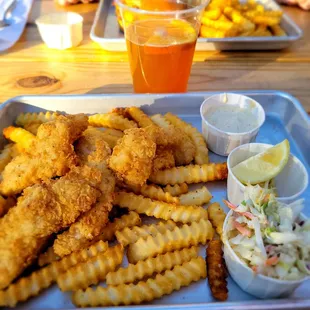 Catfish and chips with coleslaw!
