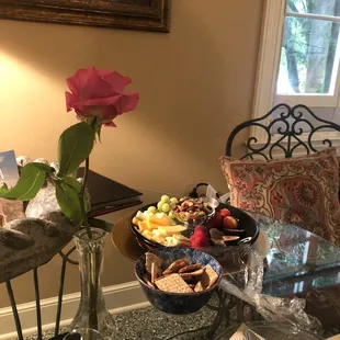 Our welcome goodies we got romantic package.