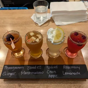 Thanksgiving Flight (Names under the drinks are incorrect, but I was given another tray with the correct names)