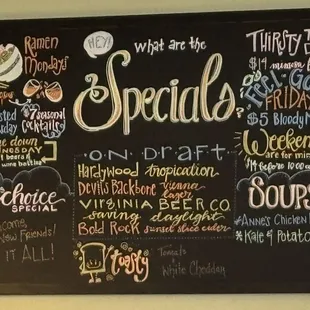 Specials change regularly, don&apos;t forget to look at the board!