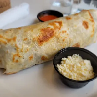 Steak Breakfast Burritto, sauce on the side