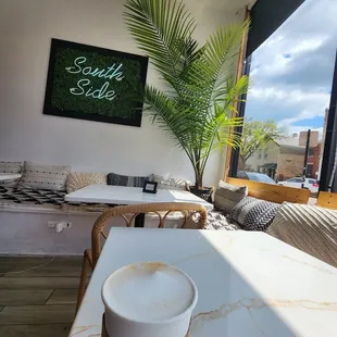 a coffee cup on a table