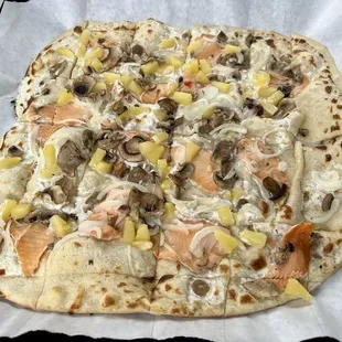 a pizza with various toppings