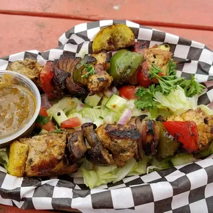 Chicken kabob salad