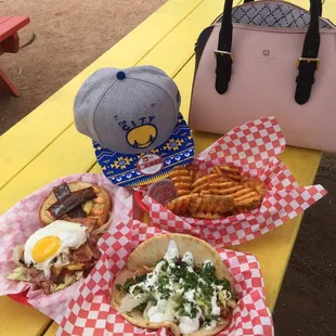 The slammer and chicken pita with a side of fries. Yum.
