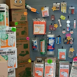 Wide variety of moving and packing supplies.