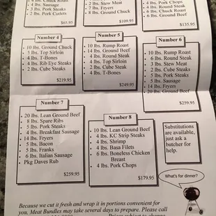 Prices subject to change. You have the option of swapping meats out. Just ask!