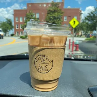Iced dirty chai with oat milk