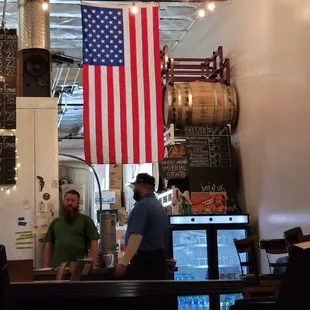 more menu and drink fridge where the cold water is