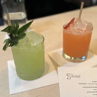 Thai basil gin and Strawberry mezcal margarita