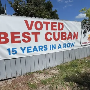 Sign for voted Best Cuban sandwich