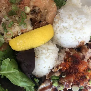 Butter Garlic Shrimp and Spicy Ahi Poke combo