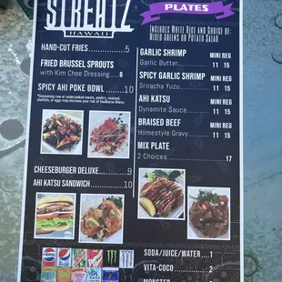 the menu for the restaurant