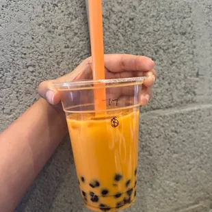 Thai tea with boba