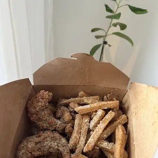 3 piece garlic parm. Tenders and Fries.