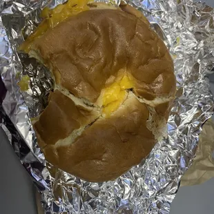 Sad breakfast sandwich "bagel"
