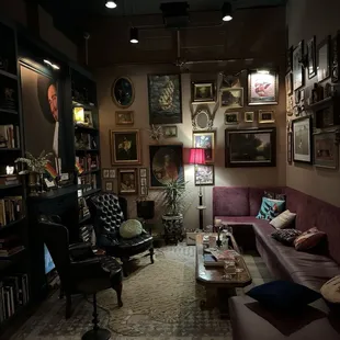 One of many unique and cozy spaces within The Study.