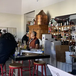 Inside casual, friendly tasting area with Purity owner Noel