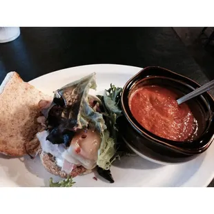 Half sandwich and soup