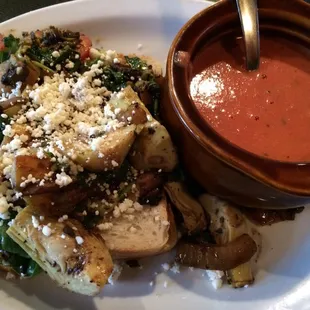 Pesto garden sandwich with creamy tomato basil soup!
