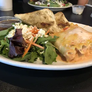 Pink Lasagna Rolls with Side Salad