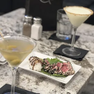 Dirty Martini, Sesame Seared Tuna, Lemon Meringue Pie Martini